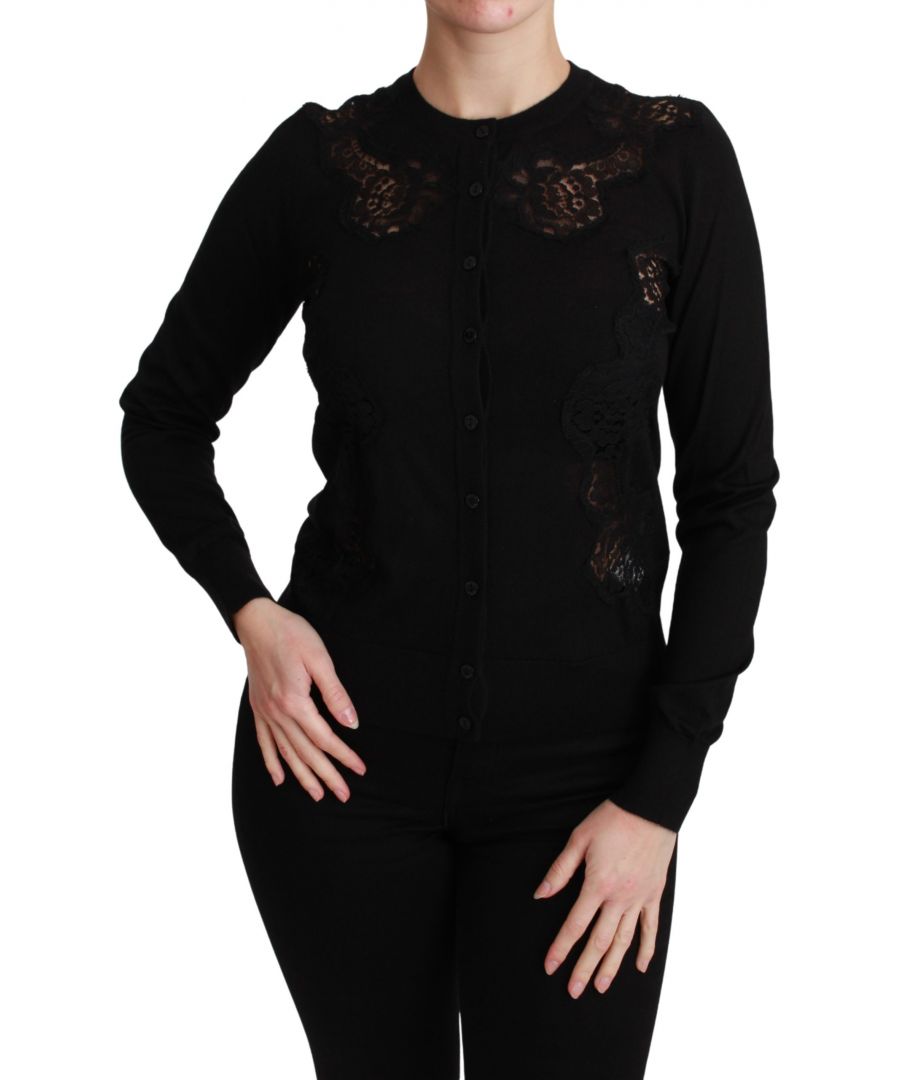 Image for Dolce & Gabbana Black Cashmere Lace Cardigan Sweater
