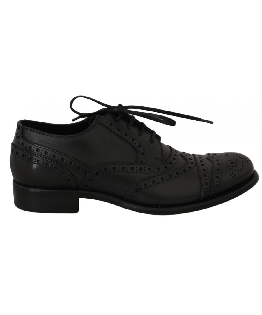 Image for Dolce & Gabbana Gray Leather Wingtip Oxford Dress