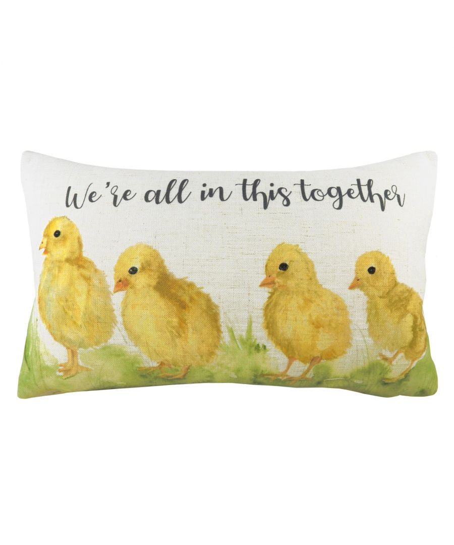 Add some cuteness to your home with this adorable design featuring a family of chicks exploring within the grass, the added slogan makes it even more appealing. With a soft plain reverse - this cushion will be the perfect touch to any contemporary home.