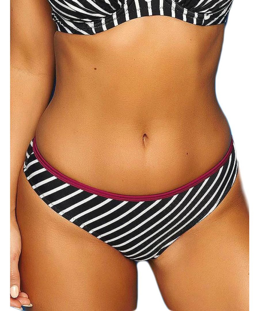 Pour Moi Womens 68013 Starboard Stripe Bikini Brief - Black - Size 16 UK