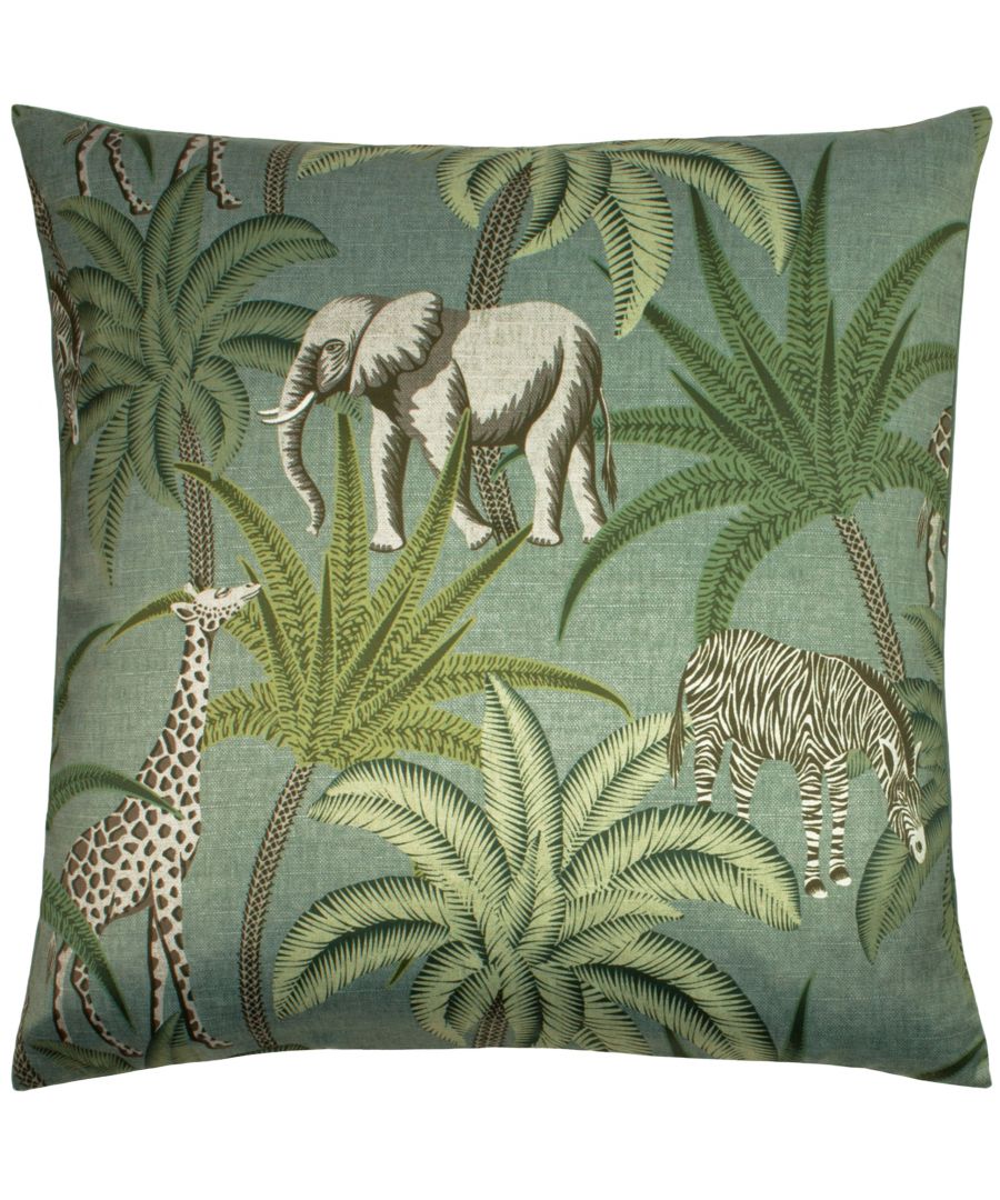 Paoletti Jungle Parade Cushion - Green - Size 50cm (w) x 50cm (l)