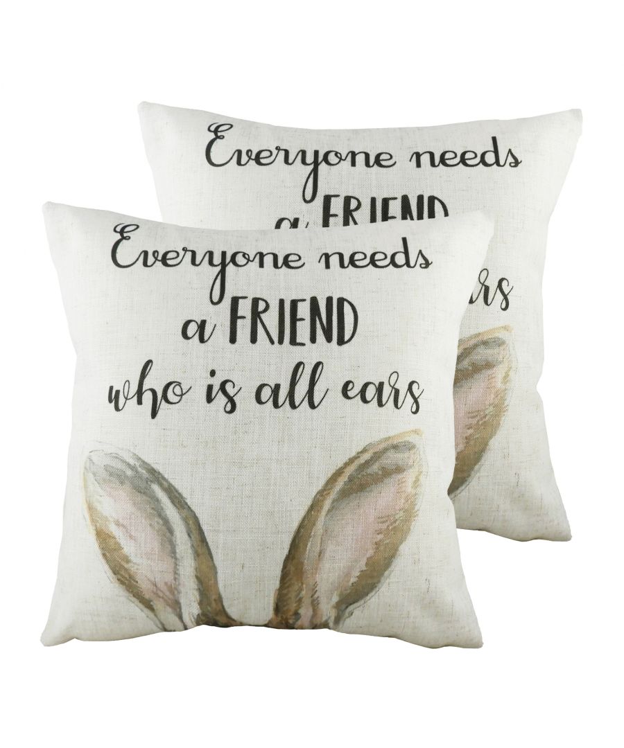 Bring a little woodland into your interior with these sweet Hare cushions with friendship quote. These cushions will add character to your home and be the perfect complement for a neutral or country inspired theme. The linen mix material will bring comfort and softness too.