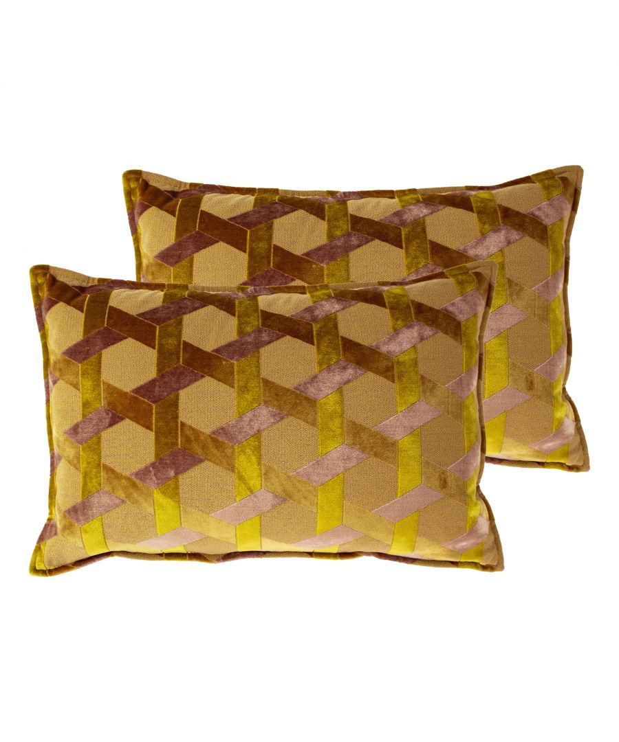 Paoletti Delano Cushions (Twin Pack) - Yellow - Size 40Cm (W) X 60Cm (L)
