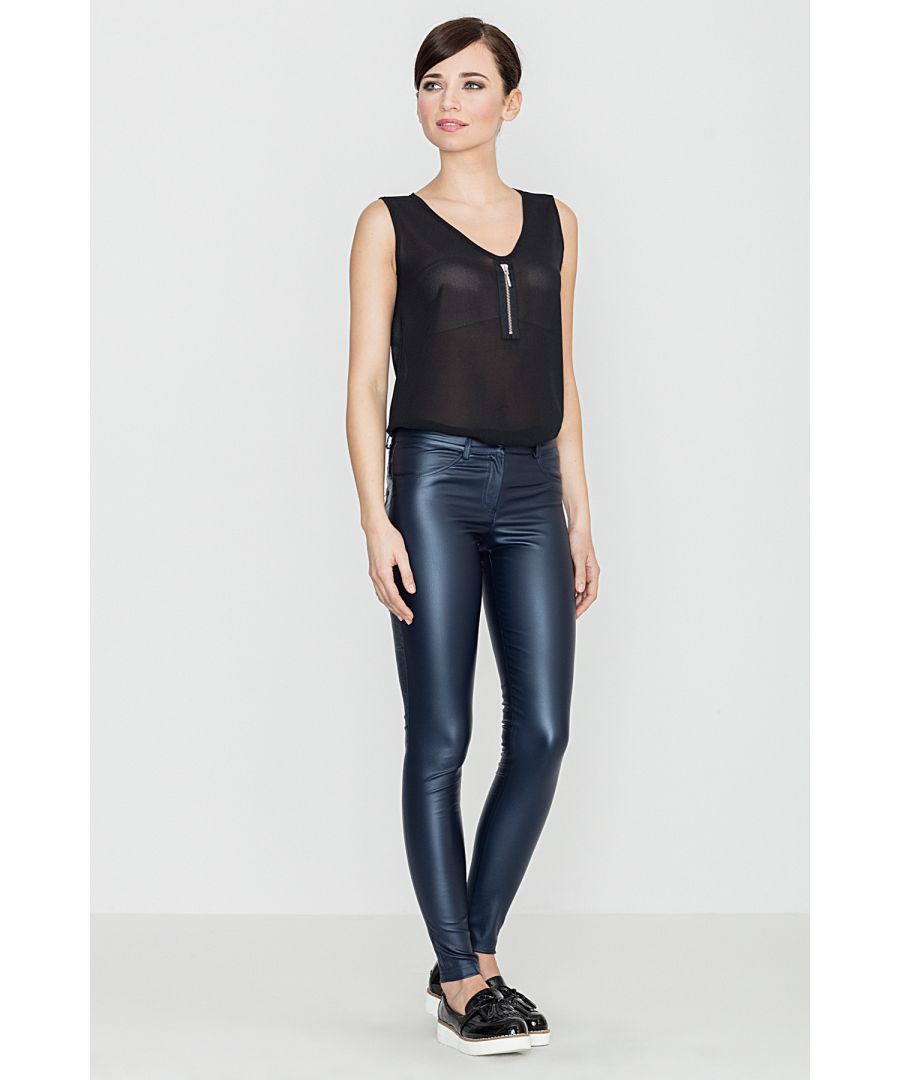 Image for Eco-Leather Trousers with Straight Fit Legs