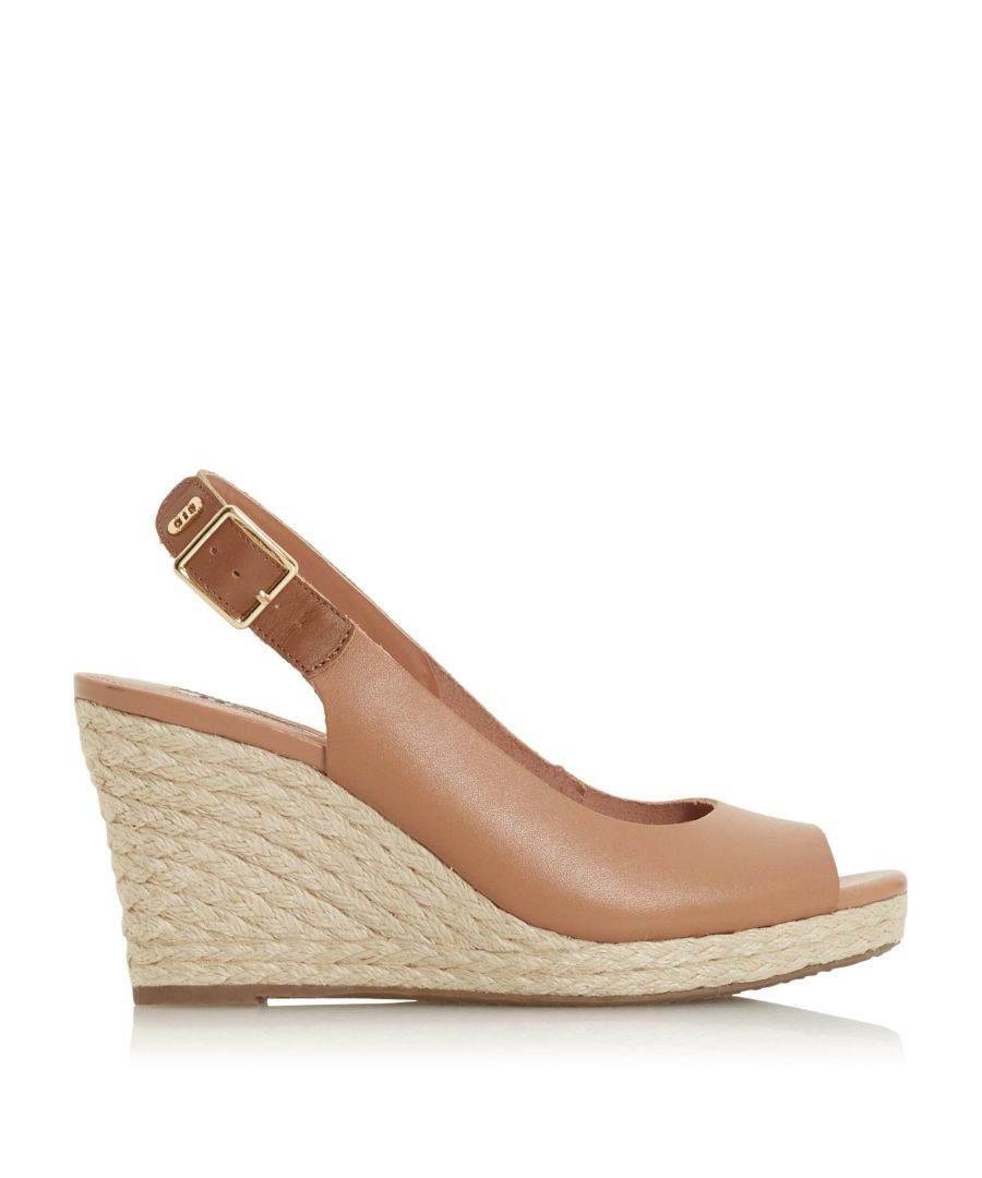 This sandal is the perfect choice for your summertime styling. It features a slingback strap, open toe and buckle fastening. Complete with a medium wedge heel and espadrille detailing.