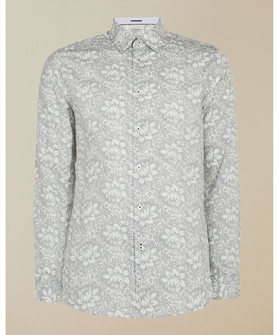 Image for Ted Baker Lambo Cotton Floral Print Shirt, White