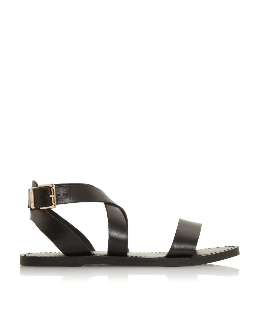 From Dune London, this sandal is a stylish option for your summer line-up. Showcasing a multi cross over strap design with an open toe. It's secured with an adjustable buckle fastening for a perfect fit.