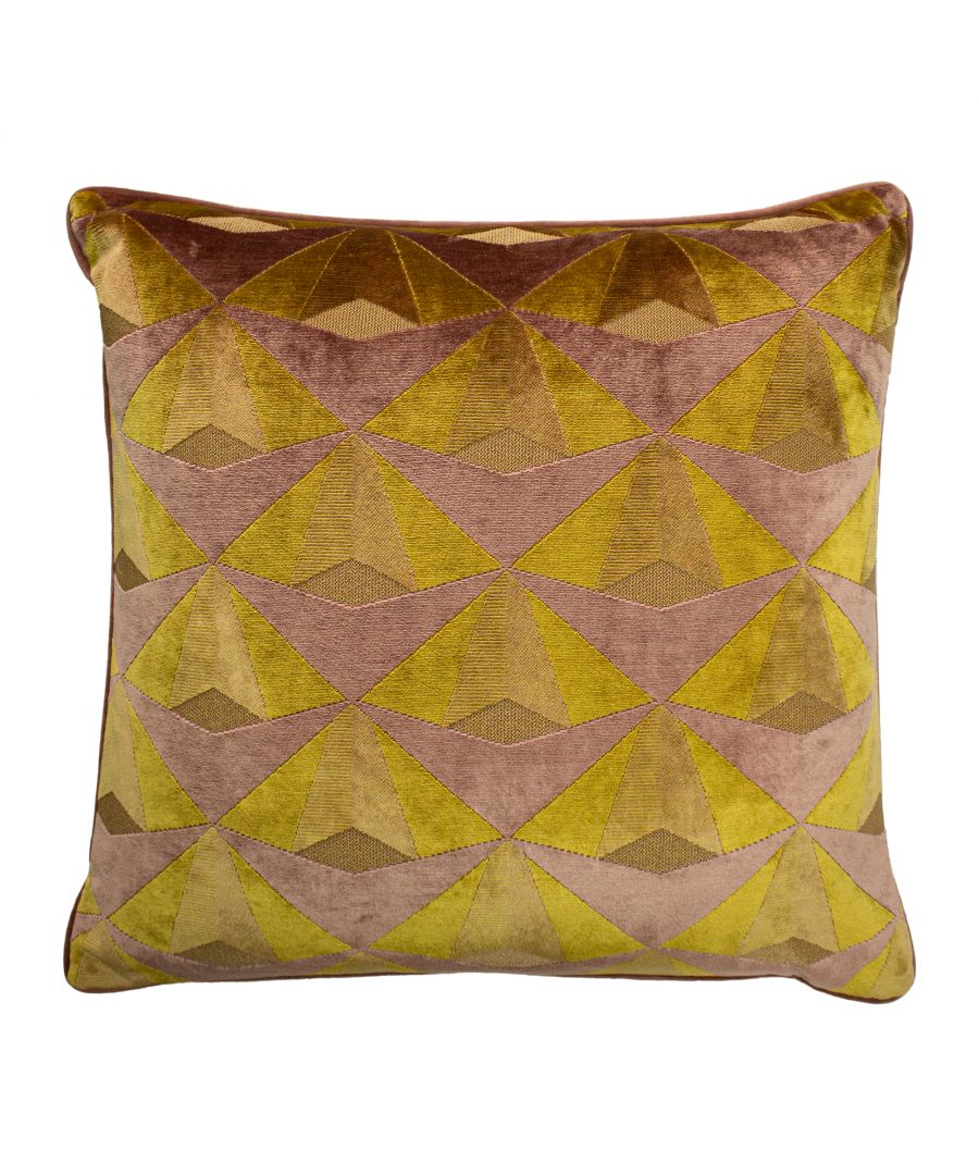 Add a touch of deco style to your home with this plush velvet jacquard cushion, with eyecatching geometric design and sumptious finish. Featuring soft velvet reverse and piping, this cushion is perfect for styling in any room. Layer with coordinating colours for a polished finish, or amongst mixed styles for an eclectic look.