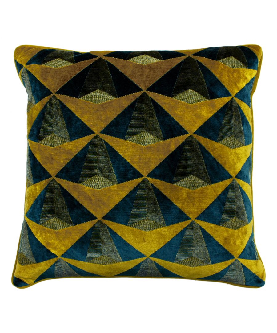 Add a touch of deco style to your home with this plush velvet jacquard cushion, with eyecatching geometric design and sumptious finish. Featuring soft velvet reverse and piping, this cushion is perfect for styling in any room. Layer with coordinating colours for a polished finish, or amongst mixed styles for an eclectic look.
