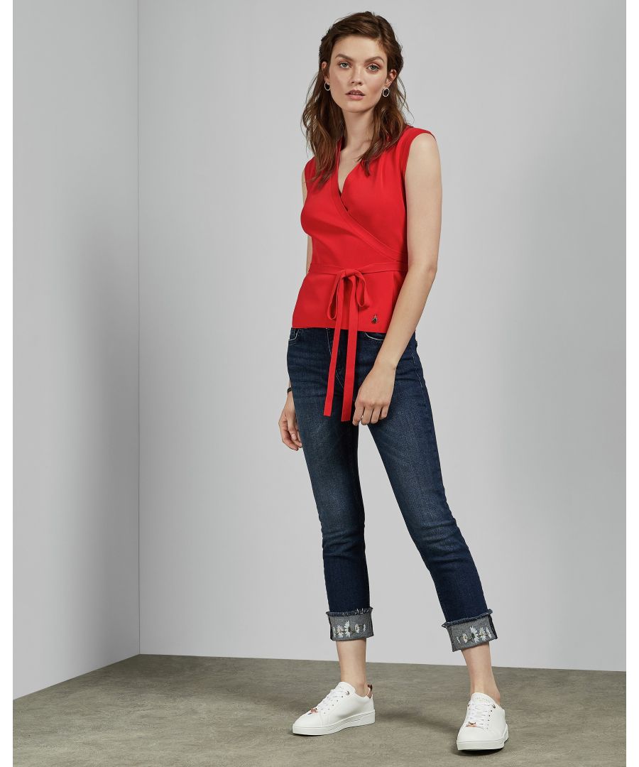 Image for Ted Baker Linor Knitted Wrap Top in Red