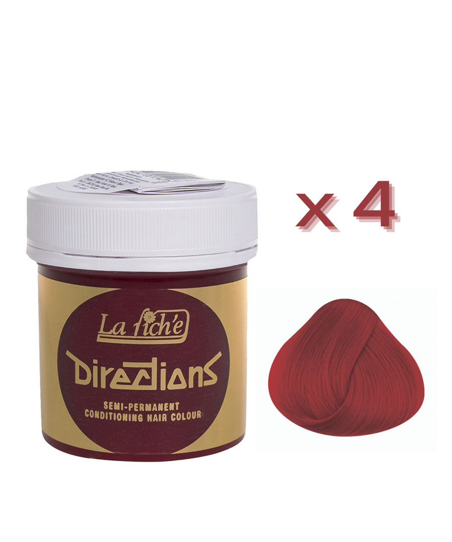 La Riche Directions are simply one of the best and brightest hair dye colours on the market bar none! La Riche have been making Directions Hair Dye for over 30 years, making them one of the most trusted, respected and experienced hair dye brands in the world! Directions are available in 36 bright hair dye colours. All shades can be mixed which means the possibilities are endless. 88ml of Directions Hair Dye per pot. Tamper proof lid. 49mm opening in tub for easy use with tint brush – sold separately. Vegan friendly hair dye. Full instructions and details on how to use are included with each tub. This hair dye has not been tested on animals. Authorised stockist. This listing is for 4 x tubs of the same shade. If you do want different shades please send us a message before purchasing.