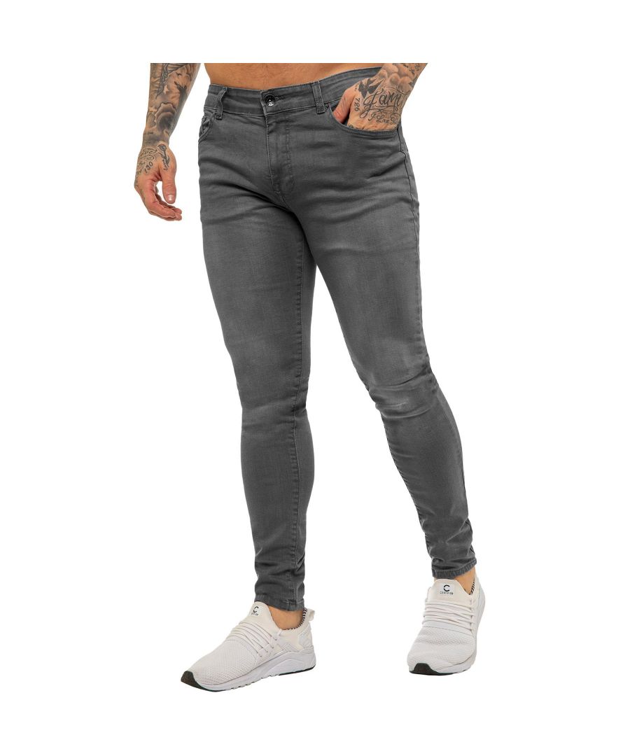 These Enzo Skinny Super stretch denim jeans feature a zip fly fastening, Logo Branding to Back Waist Patch, Two Front pockets, two back pockets.