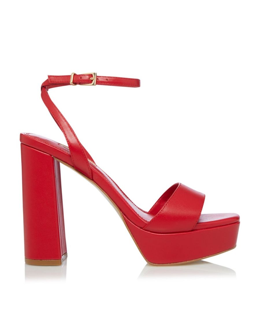 Dune London Womens Ladies MALIN Two Part Heeled Sandals - Red Leather - Size 6