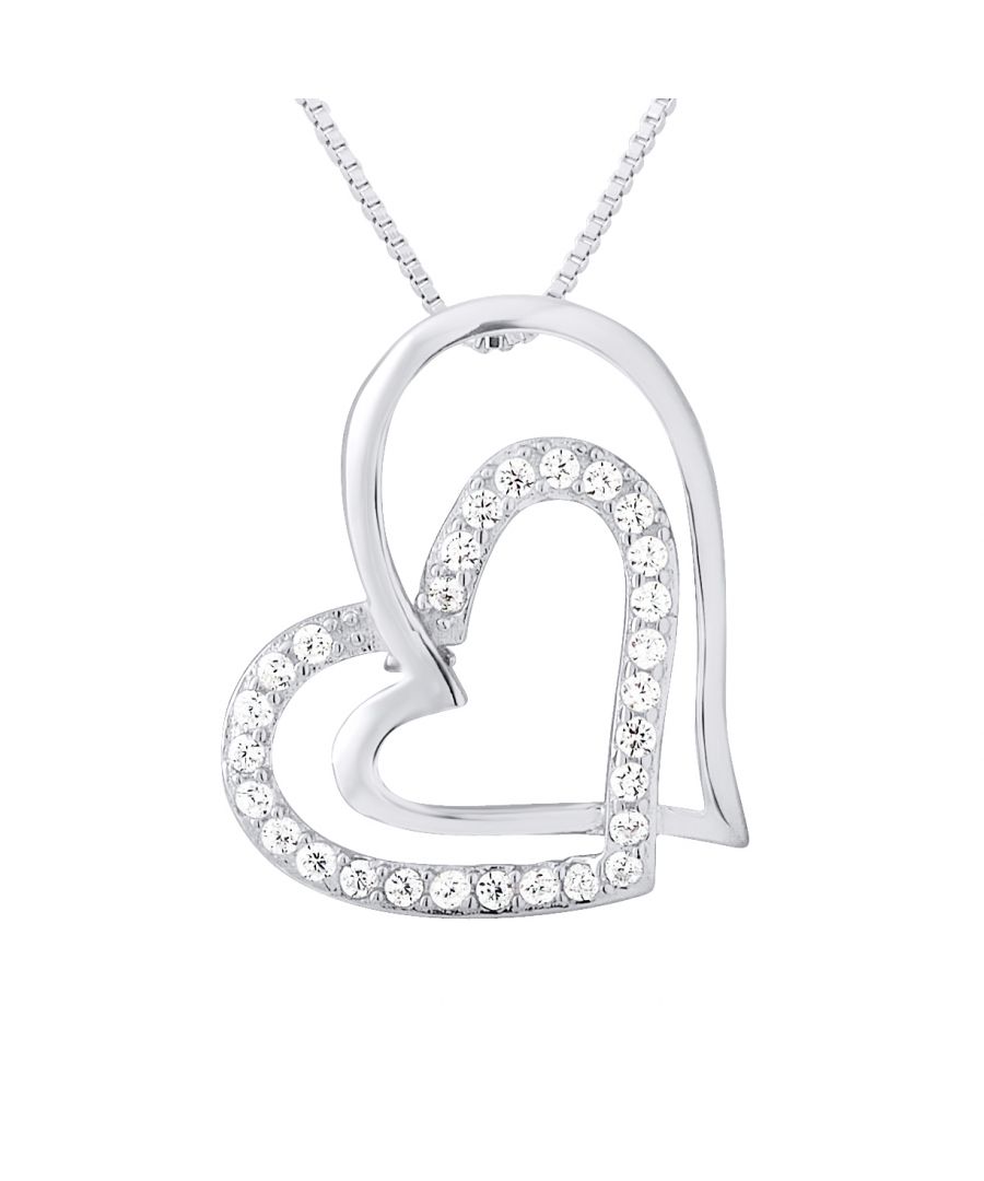 Pendant Heart Shaped Silver Sterling 925/1000 - Zirconium Oxides - Free Venetian Silver Chain - Our jewelry is made in France and will be delivered in a gift box accompanied by a Certificate of Authenticity and International Warranty