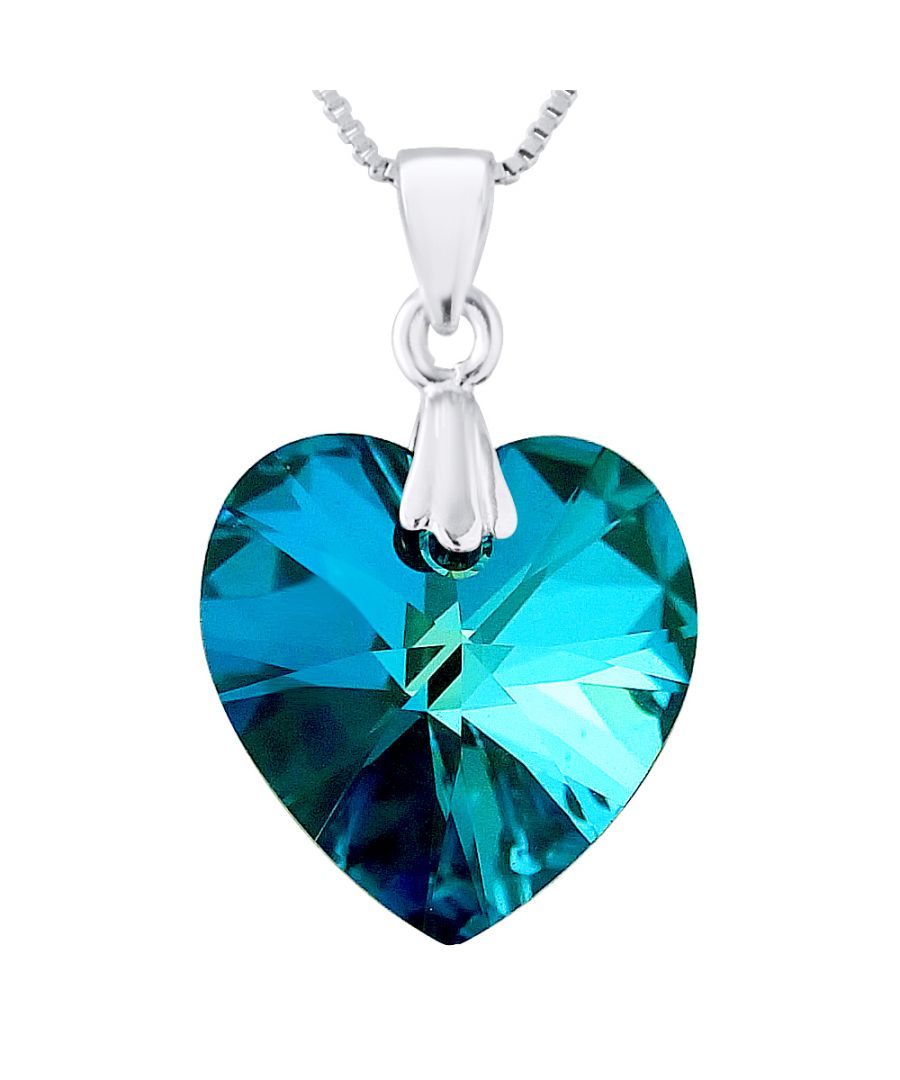 Pendant Heart Shaped en Crystal Blue et Silver Sterling 925/1000 - Zirconium Oxides - Free Venetian Silver Chain - Our jewelry is made in France and will be delivered in a gift box accompanied by a Certificate of Authenticity and International Warranty