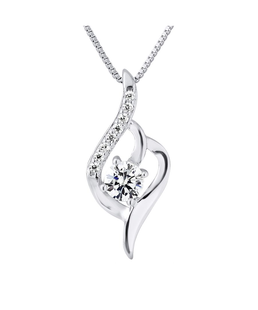 Pendant Wave Shaped Silver Sterling 925/1000 with Zirconium Oxides - Free Venetian Silver Chain - Our jewelry is made in France and will be delivered in a gift box accompanied by a Certificate of Authenticity and International Warranty