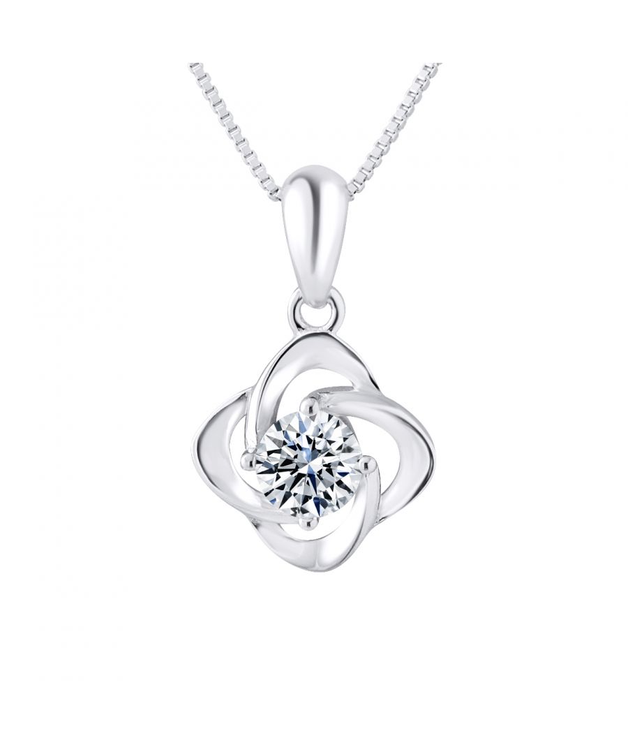 Pendant Flower Shaped Silver Sterling 925/1000 with Zirconium Oxides  - Free Venetian Silver Chain - Our jewelry is made in France and will be delivered in a gift box accompanied by a Certificate of Authenticity and International Warranty