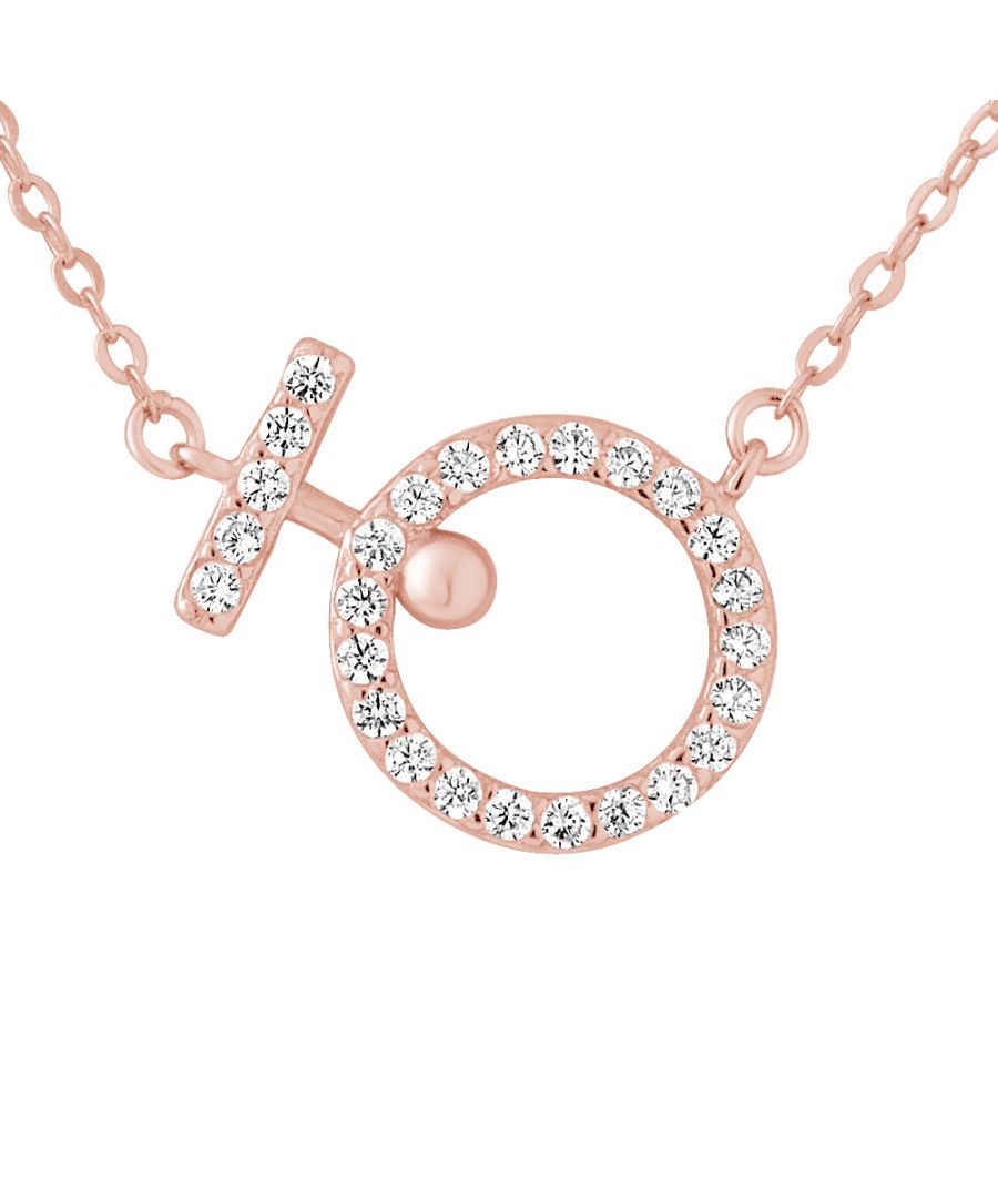 Necklace Trending Now Circle Shaped set of Zirconium Oxides - Chain Mesh Convict - Silver Sterling 925/1000 pink gold plated - Our jewelry is made in France and will be delivered in a gift box accompanied by a Certificate of Authenticity and International Warranty