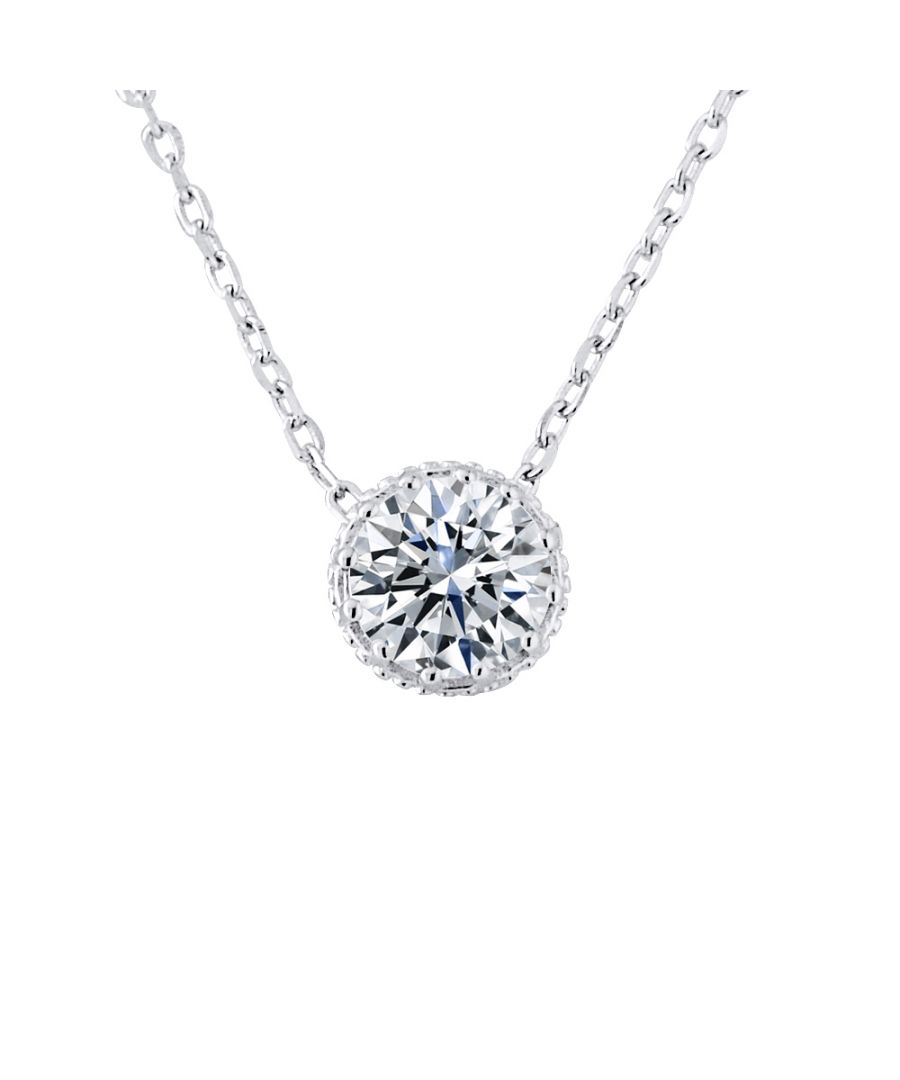 Necklace Solitaire - Zirconium Oxides - Chain Mesh Convict - Silver Sterling 925/1000 - Our jewelry is made in France and will be delivered in a gift box accompanied by a Certificate of Authenticity and International Warranty