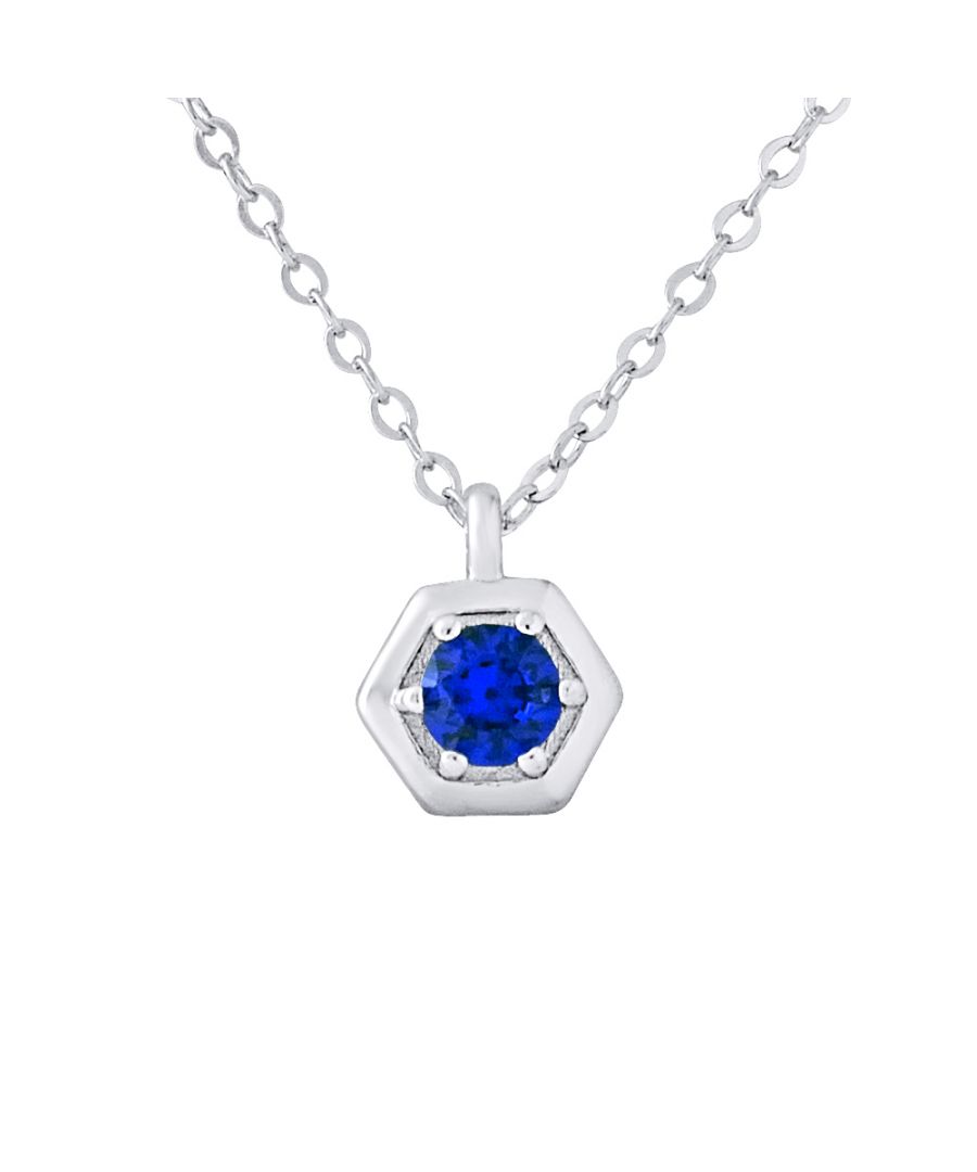 Necklace Solitaire Zirconium Oxides Blue closed setting - Chain Mesh Convict - Silver Sterling 925/1000 - Our jewelry is made in France and will be delivered in a gift box accompanied by a Certificate of Authenticity and International Warranty
