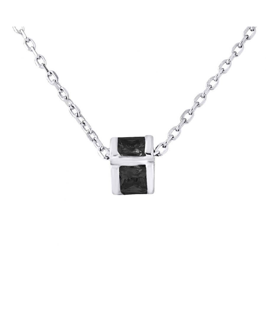 Necklace Cask Shaped set of Zirconium Oxides Black Clips - Chain Mesh Convict - Silver Sterling 925/1000 - Our jewelry is made in France and will be delivered in a gift box accompanied by a Certificate of Authenticity and International Warranty