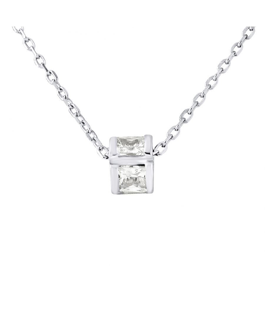 Necklace Cask Shaped set of Zirconium Oxides White Clips - Chain Mesh Convict - Silver Sterling 925/1000 - Our jewelry is made in France and will be delivered in a gift box accompanied by a Certificate of Authenticity and International Warranty