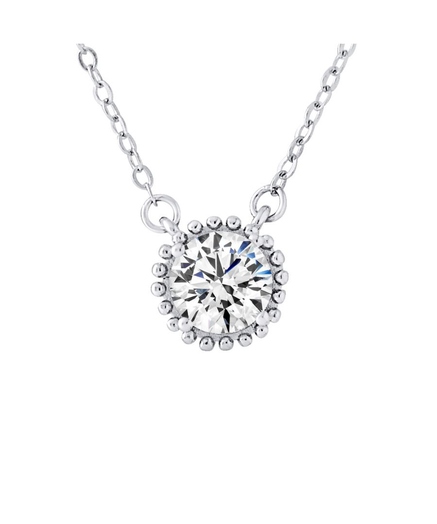 Necklace Solitaire Zirconium Oxides Bowls Shaped - Chain Mesh Convict - Silver Sterling 925/1000 - Our jewelry is made in France and will be delivered in a gift box accompanied by a Certificate of Authenticity and International Warranty