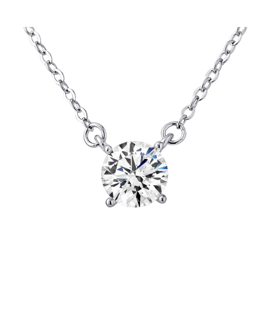 Necklace Solitaire - Zirconium Oxides White - Chain Mesh Convict - Silver Sterling 925/1000 - Our jewelry is made in France and will be delivered in a gift box accompanied by a Certificate of Authenticity and International Warranty