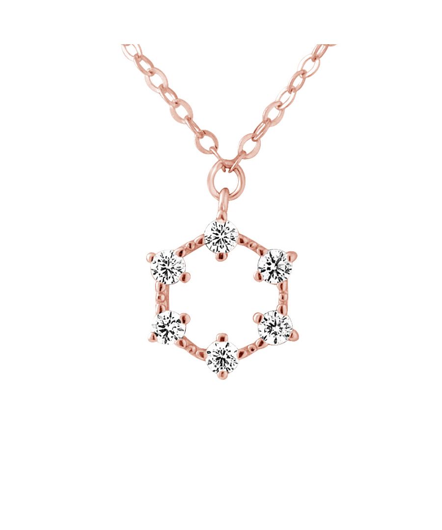 Necklace Circle Shaped with Zirconium Oxides - Chain Mesh Convict - Silver Sterling 925/1000 pink gold plated - Our jewelry is made in France and will be delivered in a gift box accompanied by a Certificate of Authenticity and International Warranty