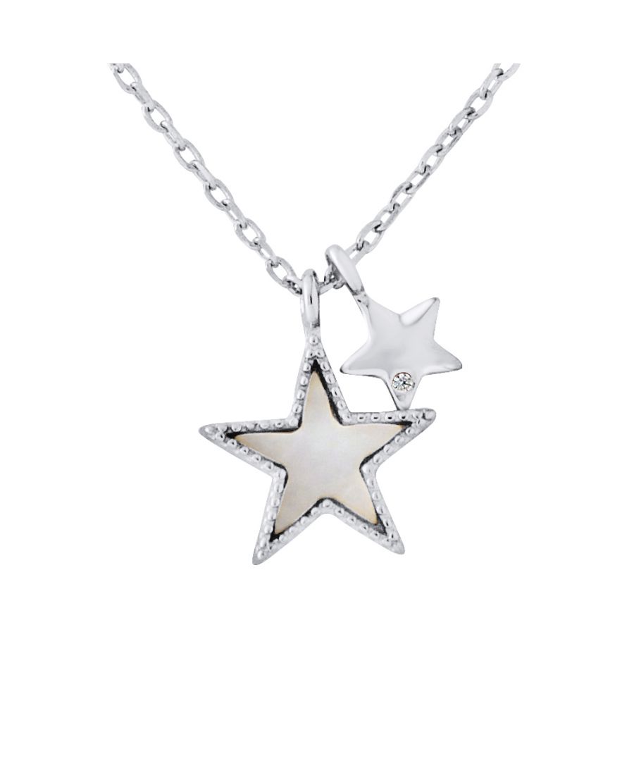 Necklace Star Shaped - Chain Mesh Convict - Silver Sterling 925/1000 - Our jewelry is made in France and will be delivered in a gift box accompanied by a Certificate of Authenticity and International Warranty
