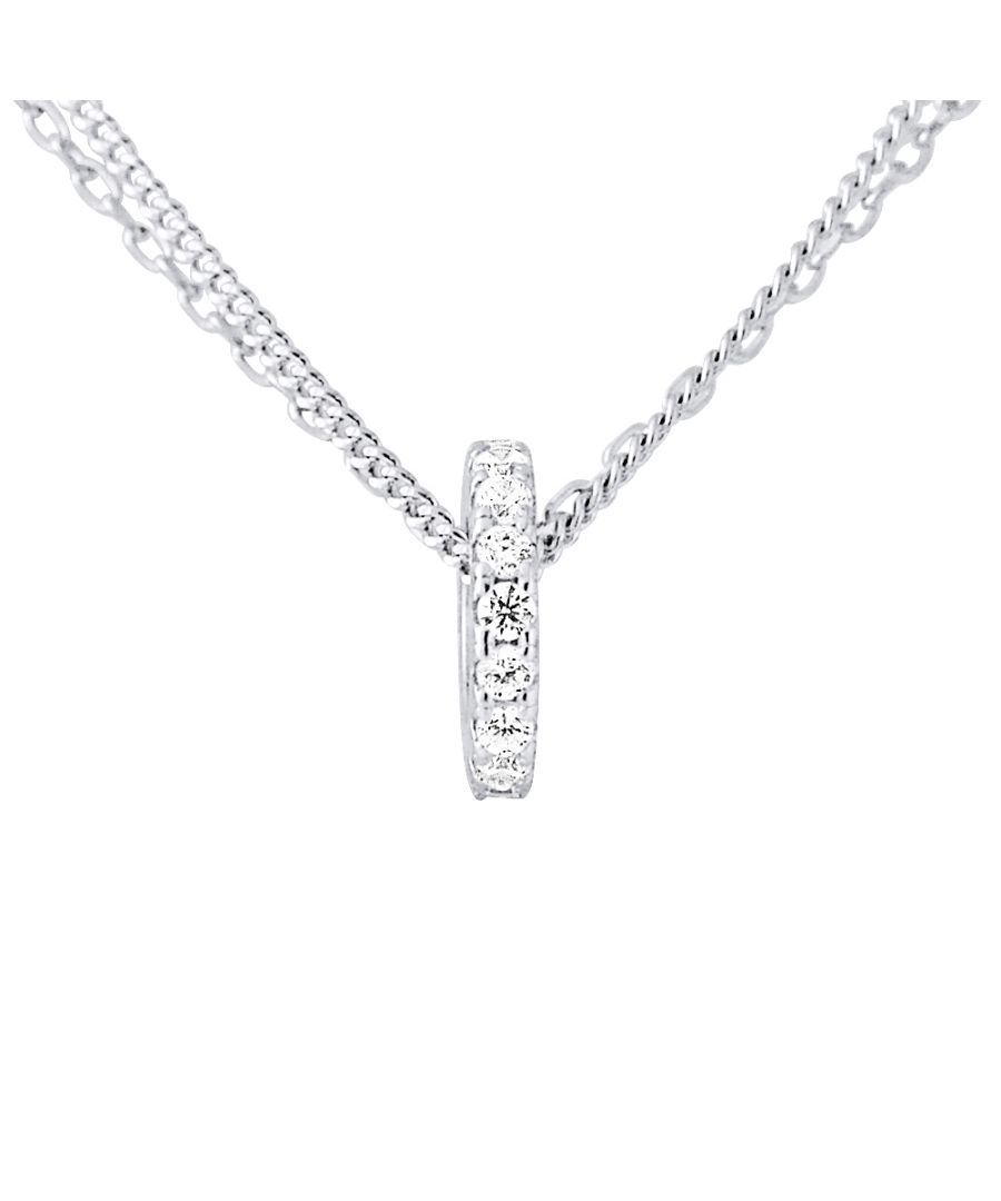 Necklace Pendant Ring Shaped Zirconium Oxides - Chain Mesh Convict - Silver Sterling 925/1000 - Our jewelry is made in France and will be delivered in a gift box accompanied by a Certificate of Authenticity and International Warranty