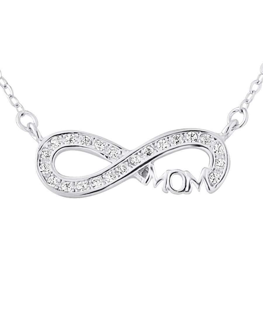 Necklace Infinity Mum Shaped with Zirconium Oxides  - Chain Mesh Convict - Silver Sterling 925/1000  - Our jewelry is made in France and will be delivered in a gift box accompanied by a Certificate of Authenticity and International Warranty