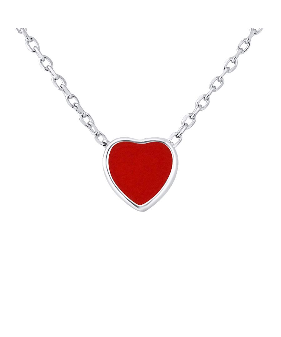 Necklace Heart Shaped Red - Chain Mesh Convict - Silver Sterling 925/1000 - Our jewelry is made in France and will be delivered in a gift box accompanied by a Certificate of Authenticity and International Warranty