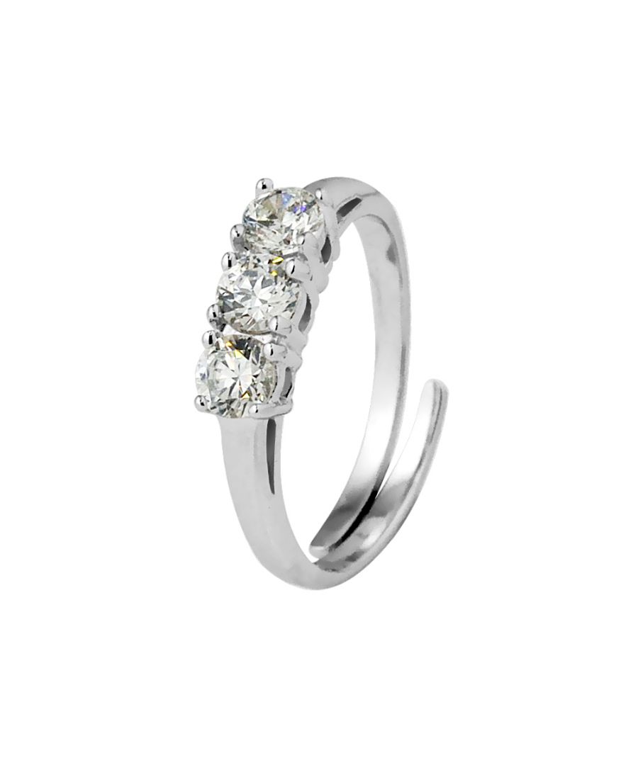 Trilogy Ring - Witte zirkoniumoxiden - Zilver 925 Duizenden Rhodium - Verstelbaar Maat 48 tot maat 64 - 2 jaar garantie tegen eventuele fabricagefouten - al onze juwelen bewijs van liefde worden in een doos geleverd met een certificaat van authenticiteit en een internationale garantie.