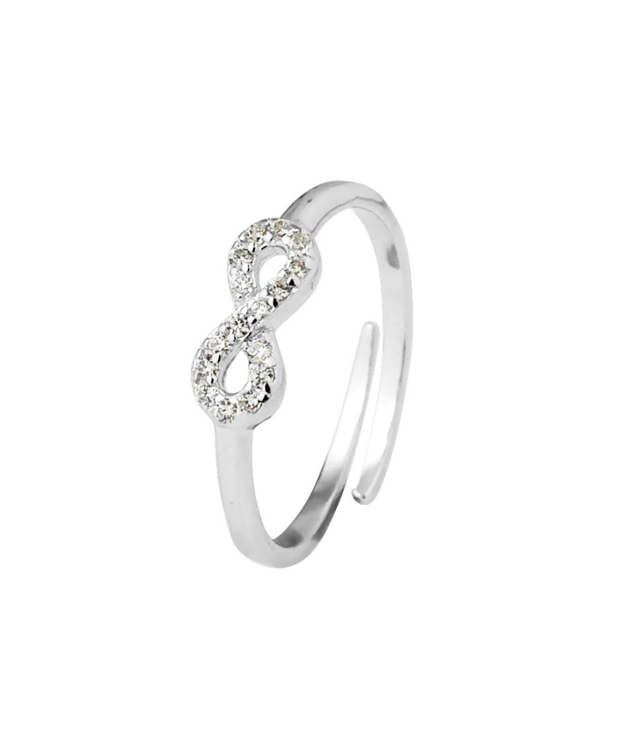 Ring INFINITE - White Zirconium Oxides - 925 Sterling Silver Rhodium Plated Adjustable from size 48 to size 64 - French size - Our jewellery is made in France and will be delivered in a gift box accompanied by a Certificate of Authenticity and International Warranty