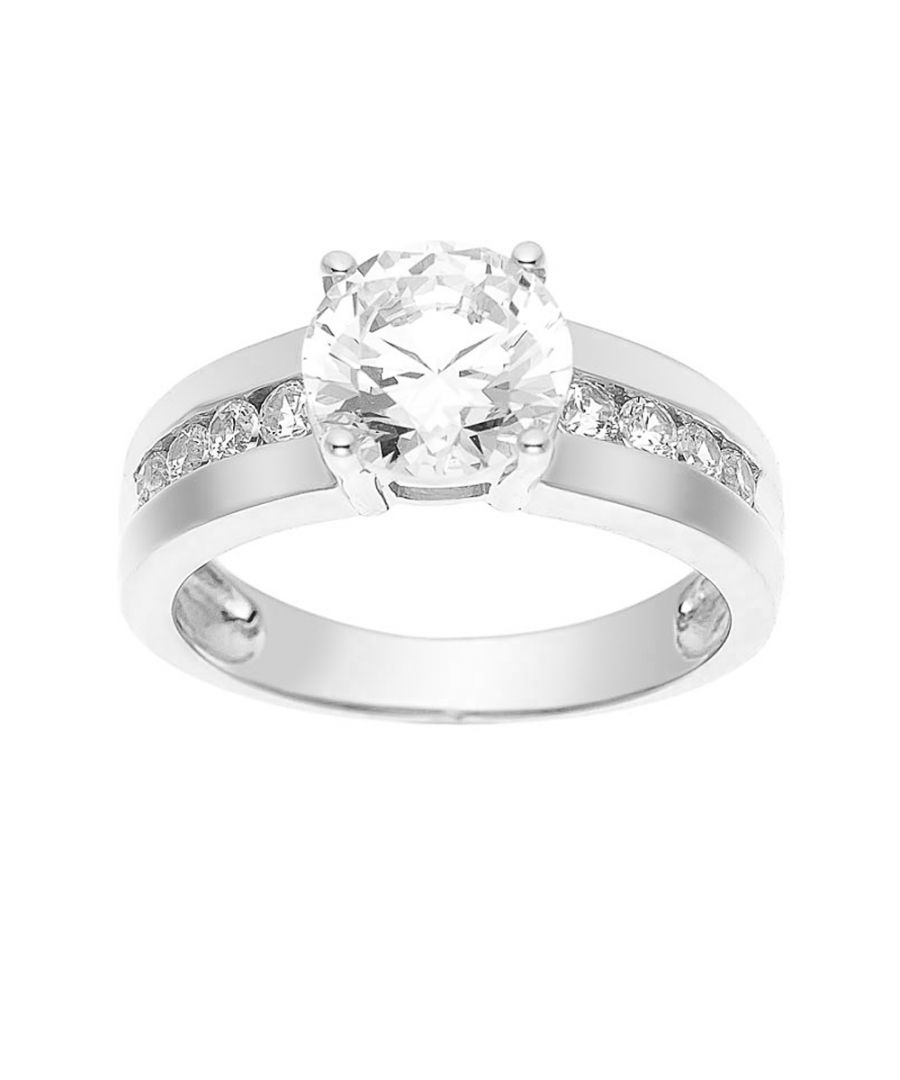 Solitaire Ring Set with 4 Claws Oxides of White Zirconium - 925 Sterling Silver Rhodium Plated - Our jewellery is made in France and will be delivered in a gift box accompanied by a Certificate of Authenticity and International Warranty