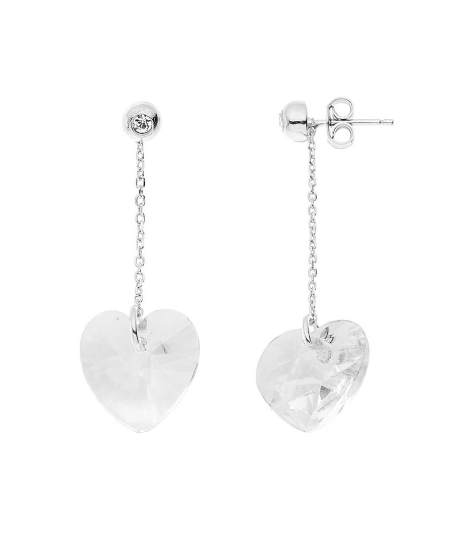 Earrings Swarovski Heart - Heart in Genuine Swarovski Crystal - strollers system - Our jewellery is made in France and will be delivered in a gift box accompanied by a Certificate of Authenticity and International Warranty