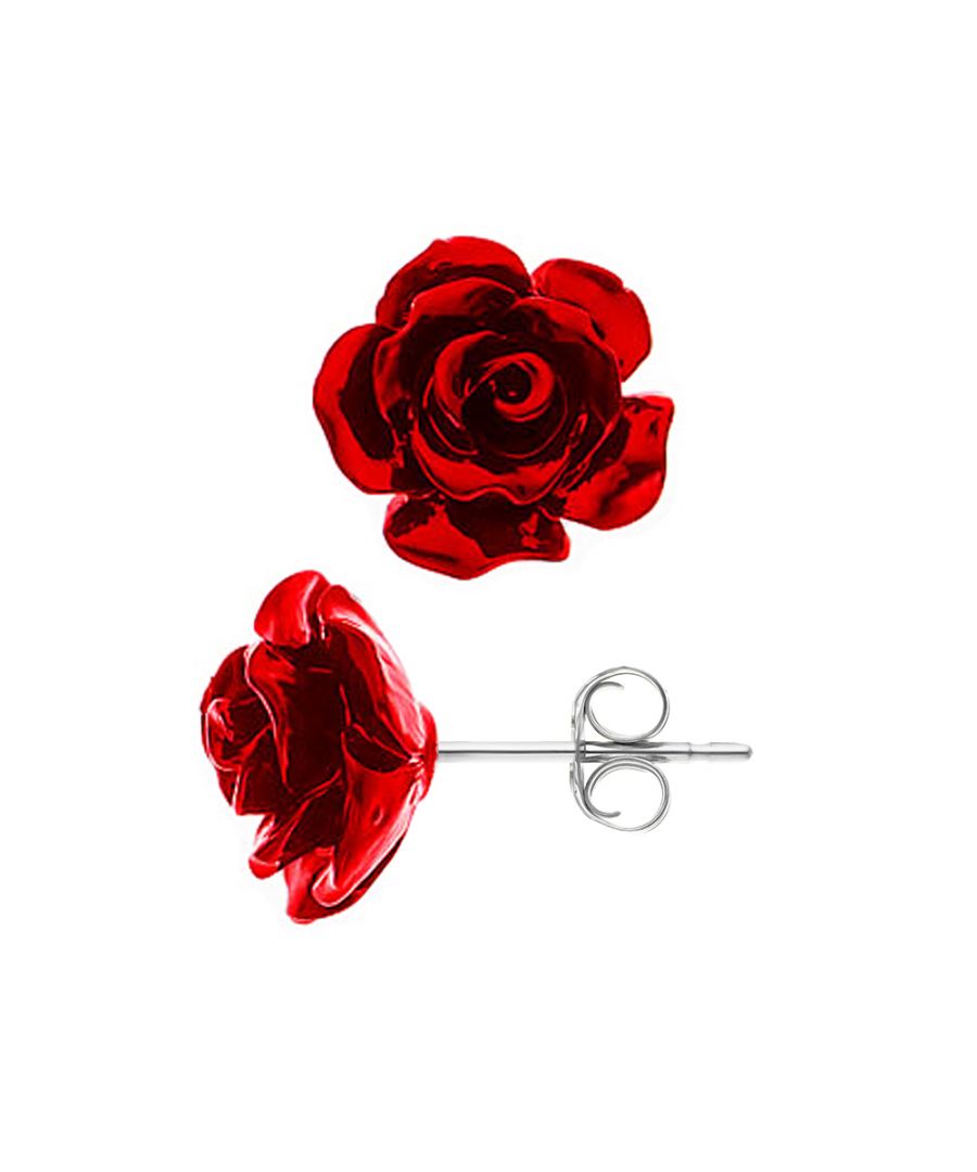 Earrings Red Rose - strollers system - Our jewellery is made in France and will be delivered in a gift box accompanied by a Certificate of Authenticity and International Warranty
