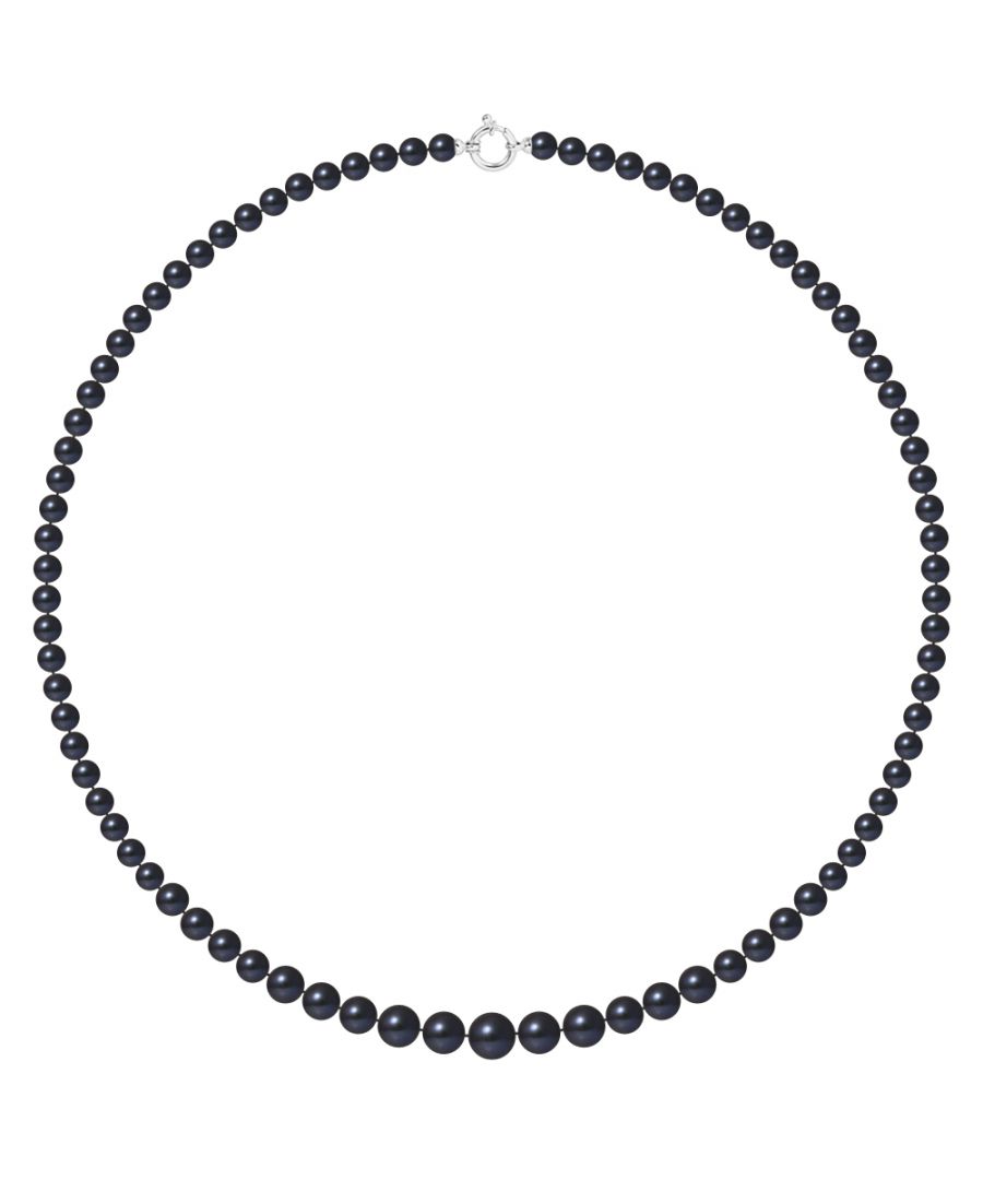 Image for DIADEMA - Necklace - Real Freshwater Pearls - Black Tahitian Style - White Gold
