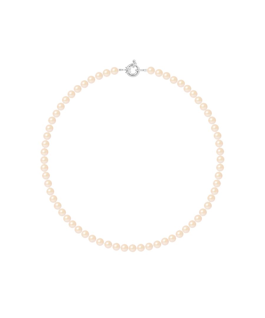 Necklace made with Cultured Freshwater Pearls 6-7 mm - 0,24 in - Natural Pink Color and Spring Ring 925 Sterling Silver Length 45 cm , 17,7 in - Our jewellery is made in France and will be delivered in a gift box accompanied by a Certificate of Authenticity and International Warranty
