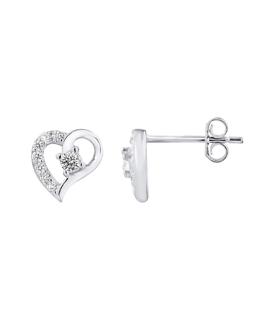 Earrings Heart Shaped - Silver Sterling 925/1000 - Zirconium Oxides - push system - Our jewelry is made in France and will be delivered in a gift box accompanied by a Certificate of Authenticity and International Warranty