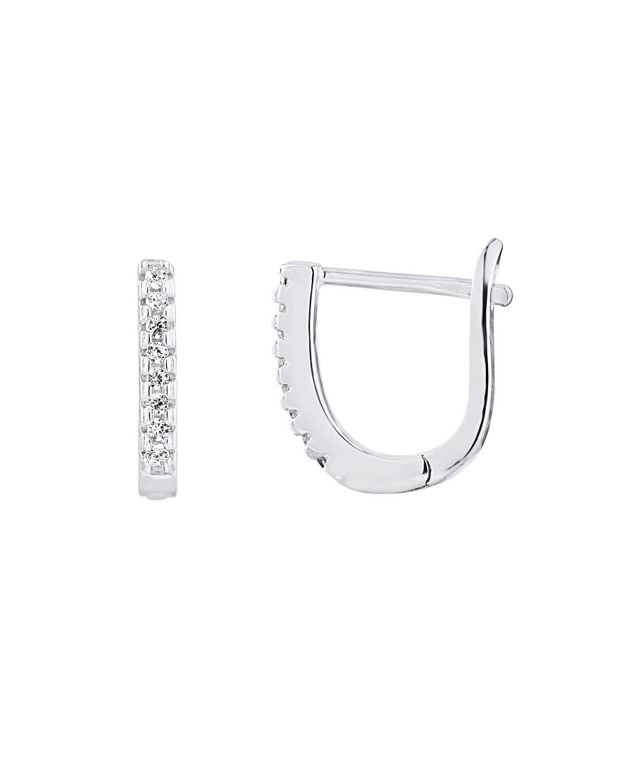 Earrings hoop - Silver Sterling 925/1000 - Zirconium Oxides - push system - Our jewelry is made in France and will be delivered in a gift box accompanied by a Certificate of Authenticity and International Warranty