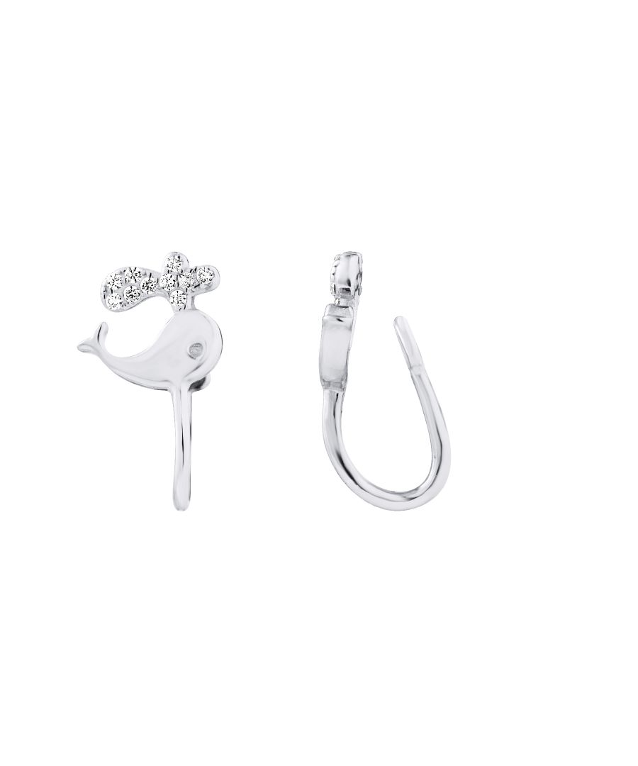 Earrings Whale Shaped for non-pierced ears - Silver Sterling 925/1000 - Clap system - Our jewelry is made in France and will be delivered in a gift box accompanied by a Certificate of Authenticity and International Warranty