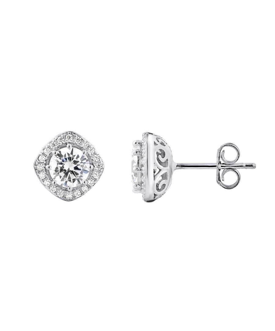Earrings Solitaire - Silver Sterling 925/1000 - Square Shaped - Zirconium Oxides - push system - Our jewelry is made in France and will be delivered in a gift box accompanied by a Certificate of Authenticity and International Warranty