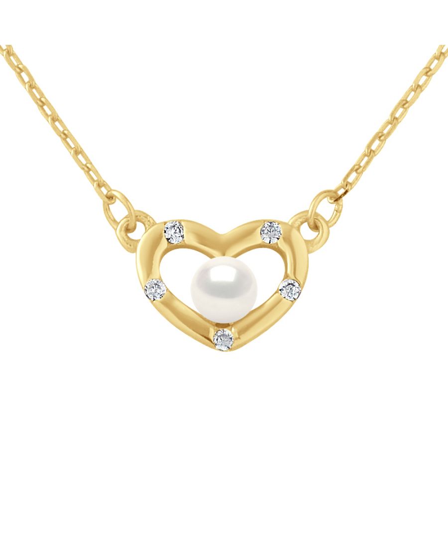 Necklace Heart Shaped and White Pearl - Chain Mesh Convict - Silver Sterling 925/1000 and yellow gold plated- Our jewelry is made in France and will be delivered in a gift box accompanied by a Certificate of Authenticity and International Warranty