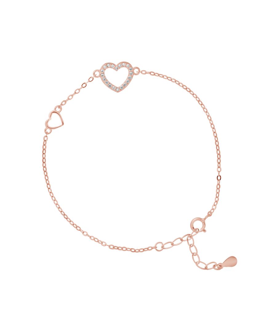 Bracelet Heart Shaped with un Zirconium Oxides - Chain Mesh Convict - Silver Sterling 925/1000 Pink Gold Plated -adjustable from 14 to 18 cm -Our jewelry is made in France and will be delivered in a gift box accompanied by a Certificate of Authenticity and International Warranty