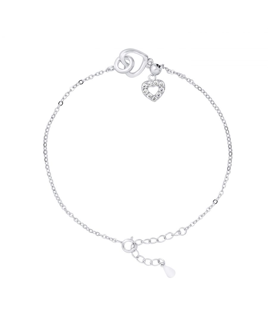 Bracelet Heart and Circle Shaped with one Zirconium Oxides - Chain Mesh Convict - Silver Sterling 925/1000 -adjustable from 14 to 18 cm -Our jewelry is made in France and will be delivered in a gift box accompanied by a Certificate of Authenticity and International Warranty