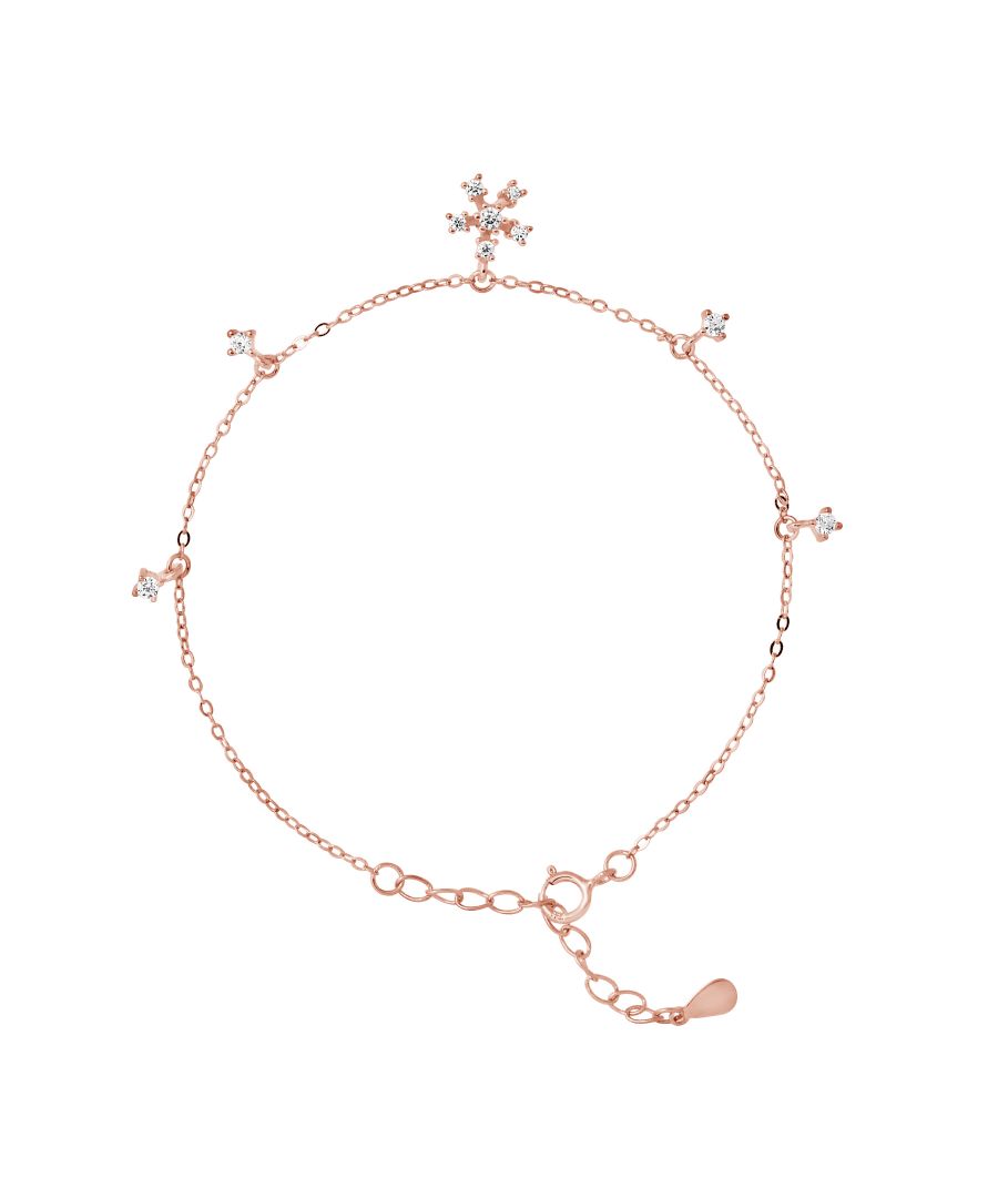 Bracelet motif Snowball Shaped with 4 charms Zirconium Oxides - Chain Mesh Convict - Silver Sterling 925/1000 Pink Gold Plated -adjustable from 14 to 18 cm -Our jewelry is made in France and will be delivered in a gift box accompanied by a Certificate of Authenticity and International Warranty