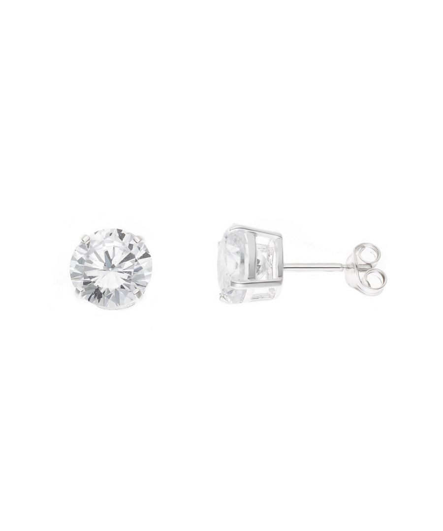 Earrings Silver 925 Sterling Silver Rhodium Plated & Solitaires - SERTIS 4 CLAWS - Oxides of Zyrconium White - 0,31 in, 8 mm - strollers system - Our jewellery is made in France and will be delivered in a gift box accompanied by a Certificate of Authenticity and International Warranty