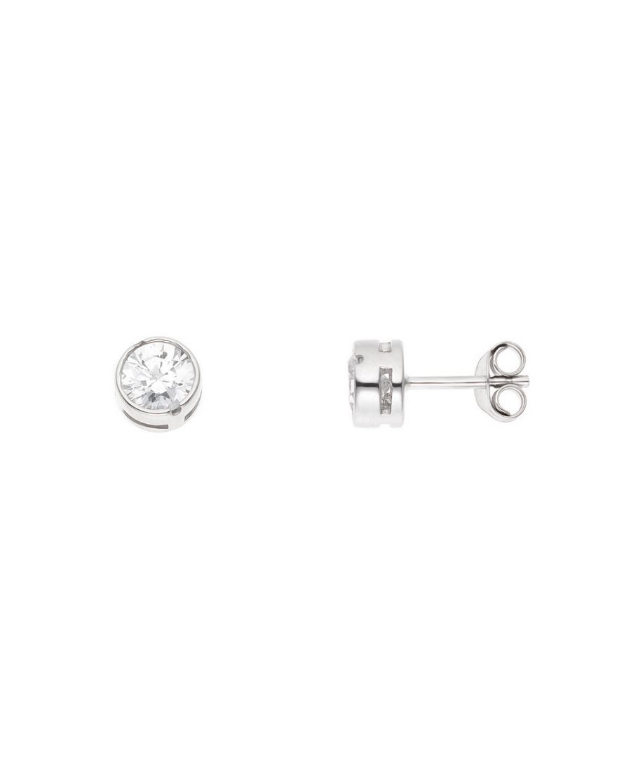 Earrings - 925 Sterling Silver Rhodium Plated & Round Solitaires - SERTIS CLOS - White Zyrconium Oxides 5 mm - strollers system - Our jewellery is made in France and will be delivered in a gift box accompanied by a Certificate of Authenticity and International Warranty